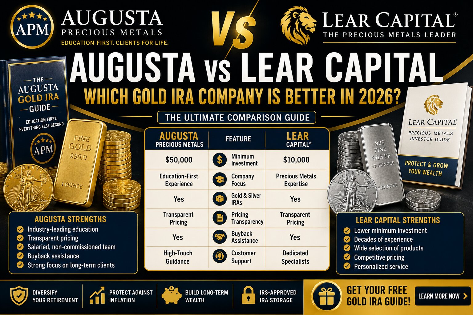 Augusta vs Lear Capital 2026 Gold IRA company comparison