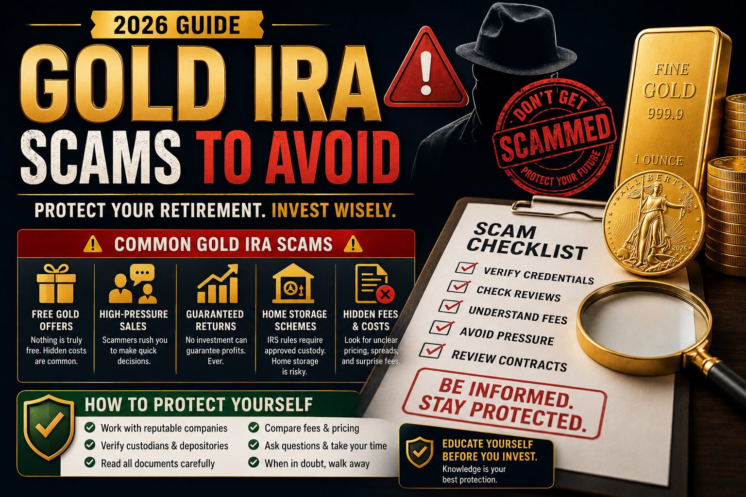 Gold IRA Scams to Avoid in 2026 and retirement investor warning signs