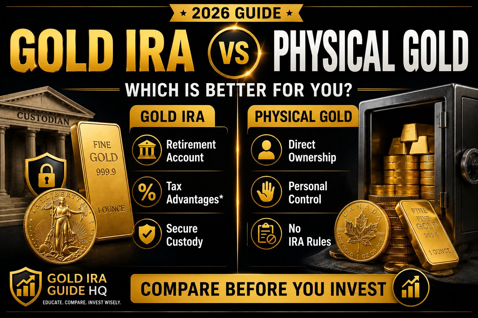 Gold IRA vs Physical Gold 2026 comparison