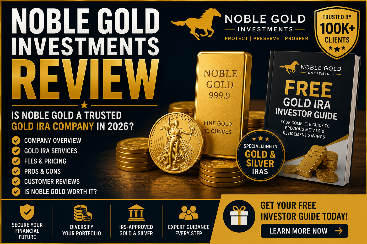Noble Gold Investments Review 2026 covering Gold IRA fees pros cons and company details